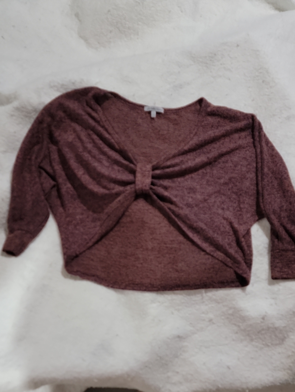 Charlotte Russe Brown And Blue Twist-Front Crop Sweater